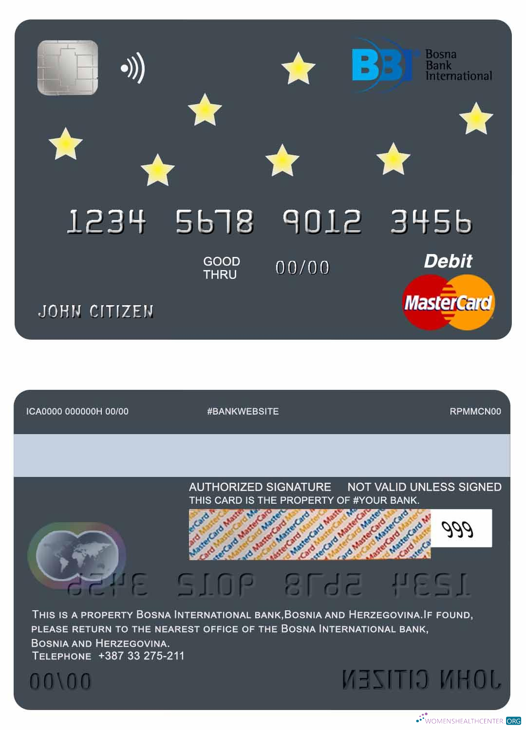 Download Bosnia and Herzegovina Bosna International Bank mastercard Photoshop template